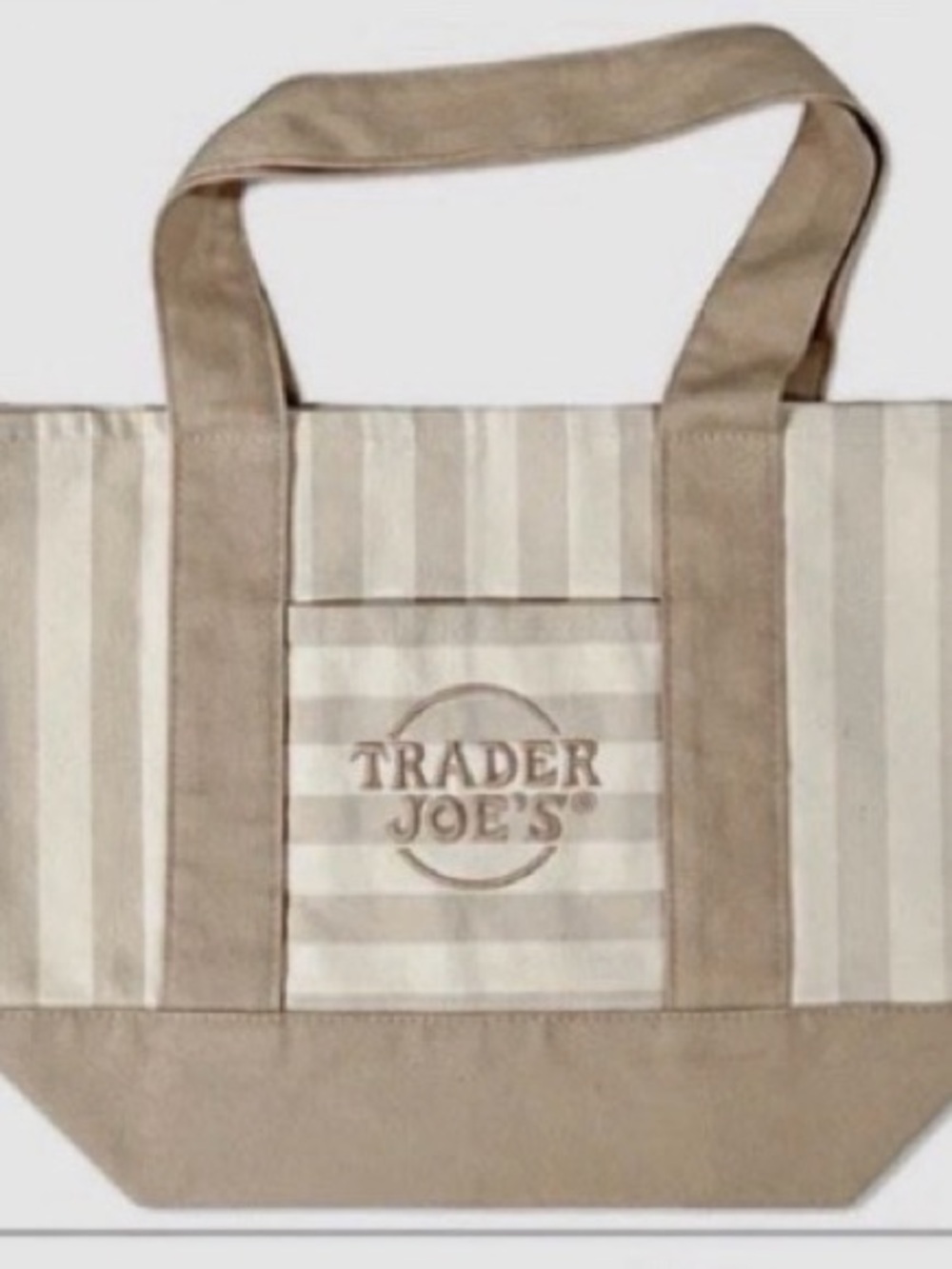 Trader Joe's Pink & White Striped Tote